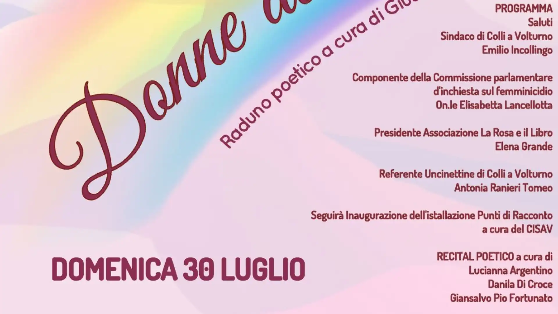 “Donne all’Opera. L’Arte di essere”. Due gli appuntamenti estivi in programma a Fornelli e Colli a Volturno.